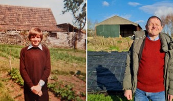 Terry, photographed at the farm in 1982 and 2022