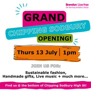 Chipping Sodbury charity shop grand opening poster